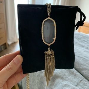 Kendra Scott Rayne gray and gold tassel necklace
